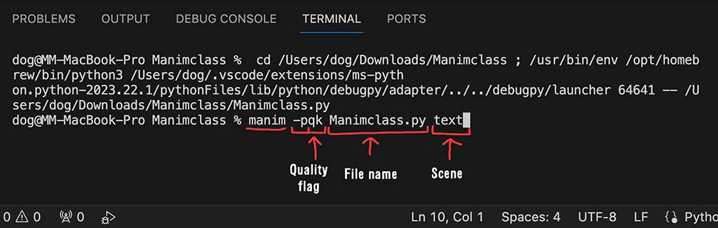 How to export Manim video in 4K quality through Terminal